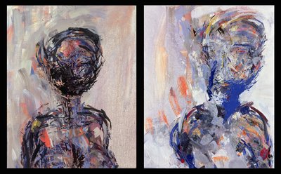 Iman and David Bowie, Diptych, 2000 by Stephen Finer